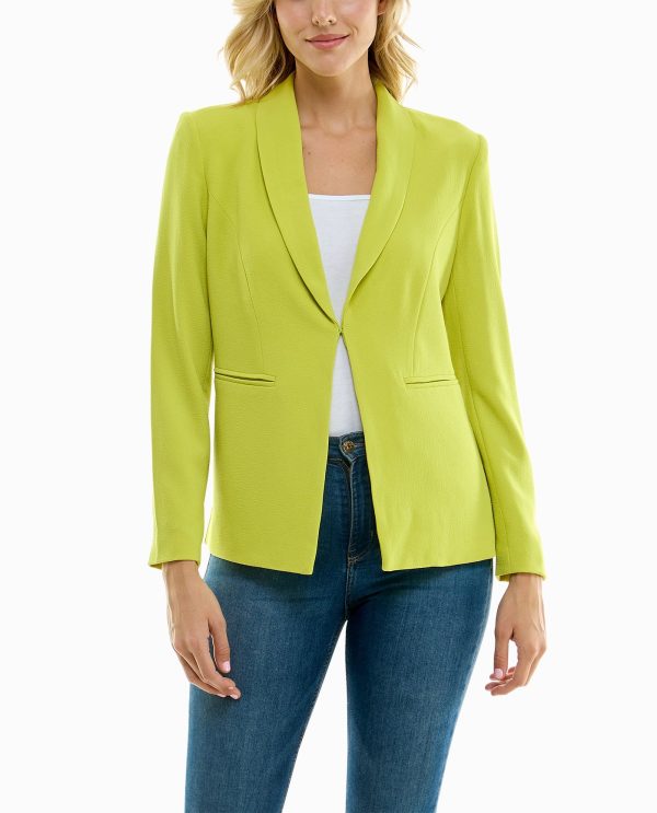 stretch crepe one button blazer