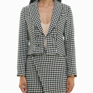 houndstooth cropped blazer