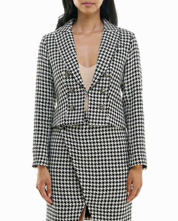 houndstooth cropped blazer