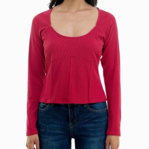 knit long sleeve scoop neck pullover