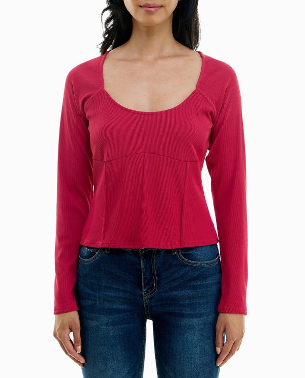 knit long sleeve scoop neck pullover