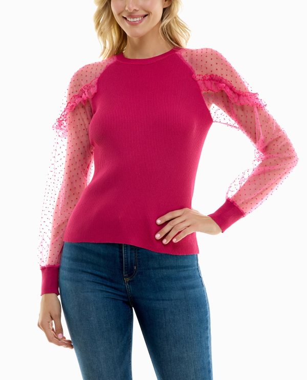 swiss dot long sleeve sweater