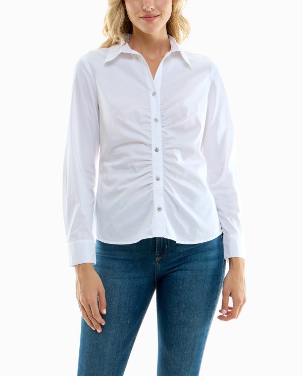 cotton poplin stretch button down shirt