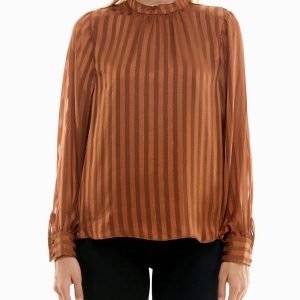 lurex mock neck blouse