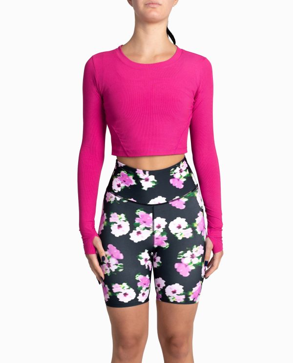 cropped active long sleeve top